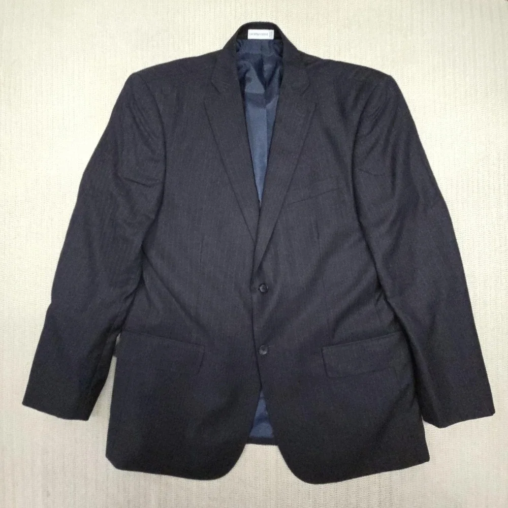 Geoffrey Beene Blazer Mens 44R Gray Pinstripe Two Button Suit Jacket Classic Fit